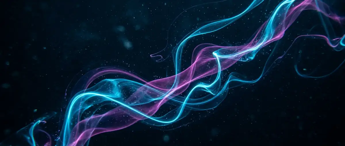 Swirling bioluminescent oceanic ribbons