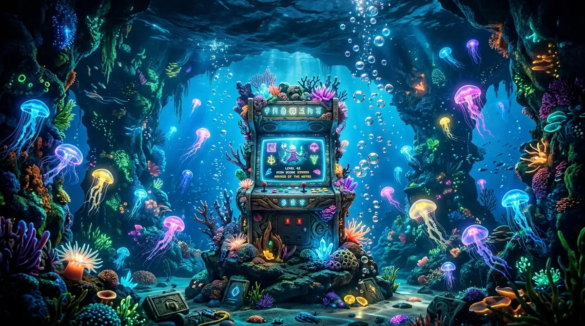 Bioluminescent underwater cavern casino